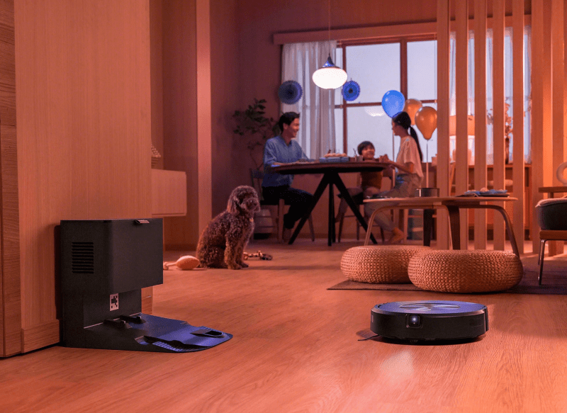 Roomba Combo j7+ cleaning debris with dual multi-surface rubber brushes