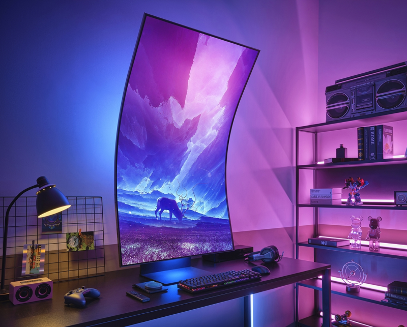 Close-up of the SAMSUNG 55-inch Odyssey Ark 4K monitor.