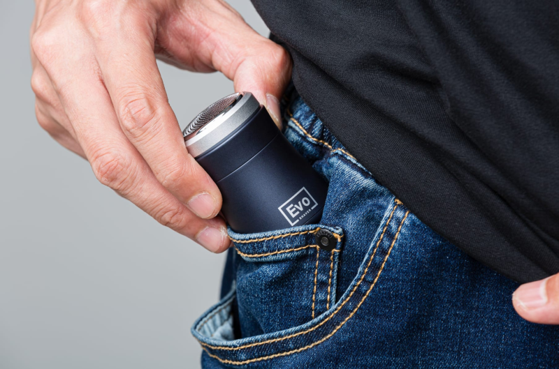 EVO Shaver conveniently tucked into a jeans pocket