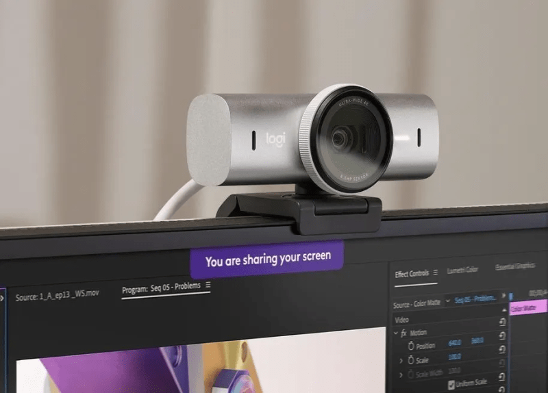 Closeup of Logitech MX Brio webcam