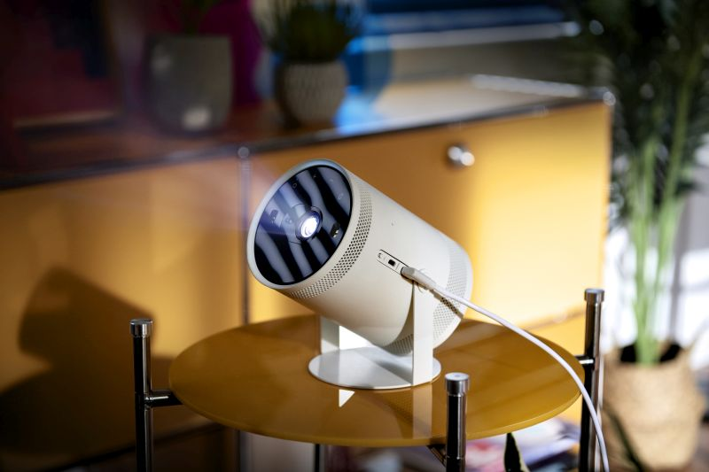Close-up of Samsung Freestyle portable projector
