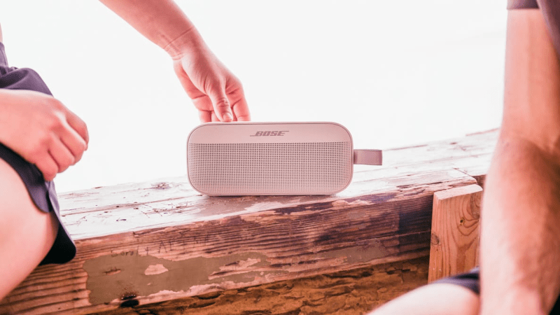 Close-up of the Bose SoundLink Flex portable speaker