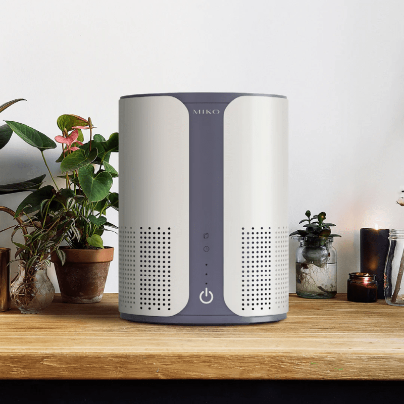 Miko Air Purifier placed elegantly in a modern living room