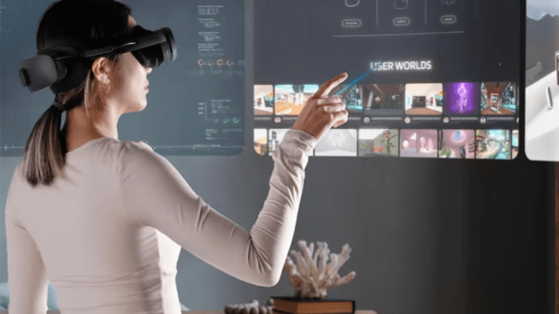 VIVE XR Elite screen displaying a diverse range of XR content, from games to educational experiences.