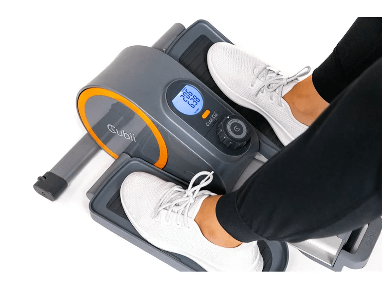Closeup of Cubii GO under desk elliptical