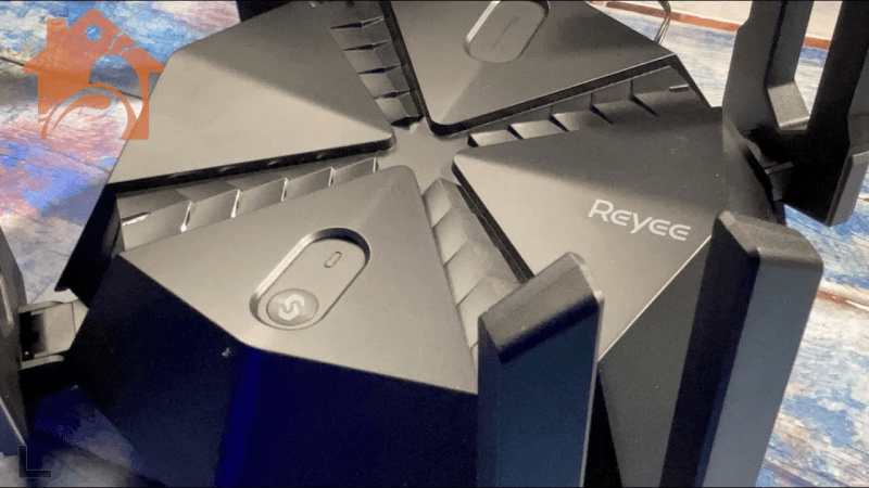 Close-up view of the Reyee AX6000 WiFi 6 router design.