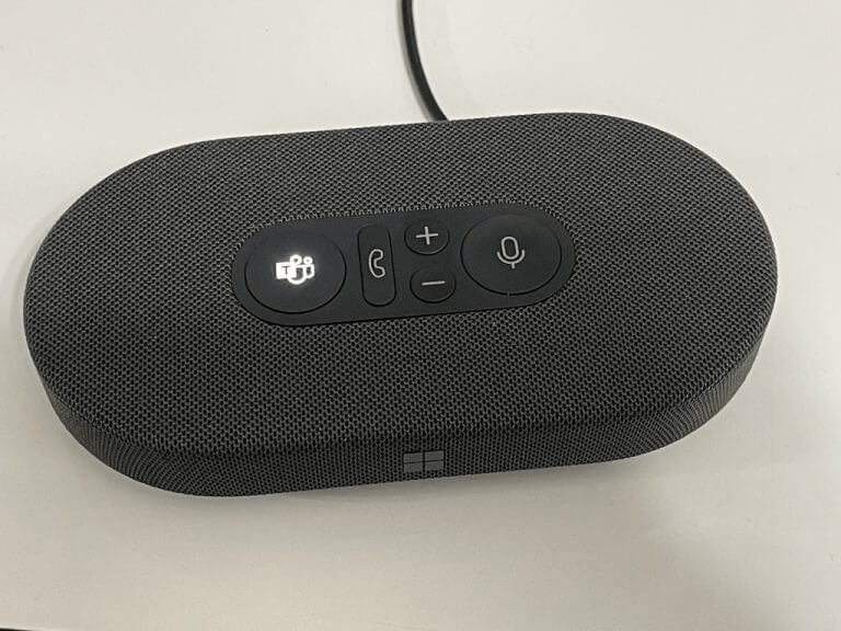 Closeup view of the Microsoft Modern USB-C Speaker