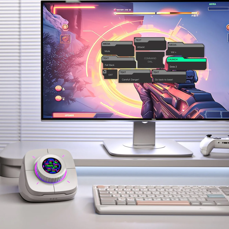 COLO PLAY device positioned in a pristine white gaming setup.
