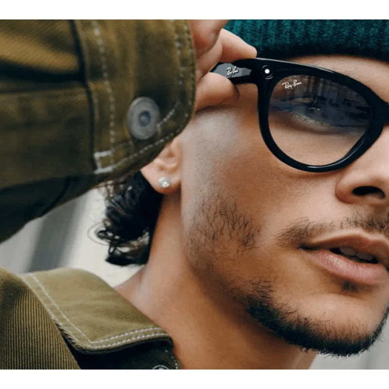 A person wearing Ray-Ban | Meta Smart Glasses while taking a walk, enjoying hands-free connectivity and capturing moments with ease.