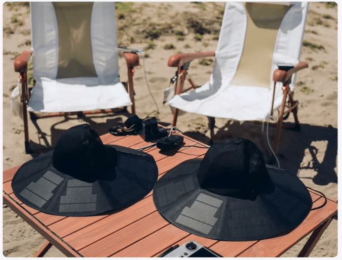 EF ECOFLOW Power Hat with integrated solar panel on the brim and dual USB ports