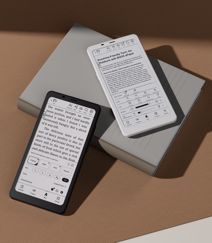 Close-up of the BOOX Palma 2 fingerprint sensor and power button, emphasizing security and ease of use.